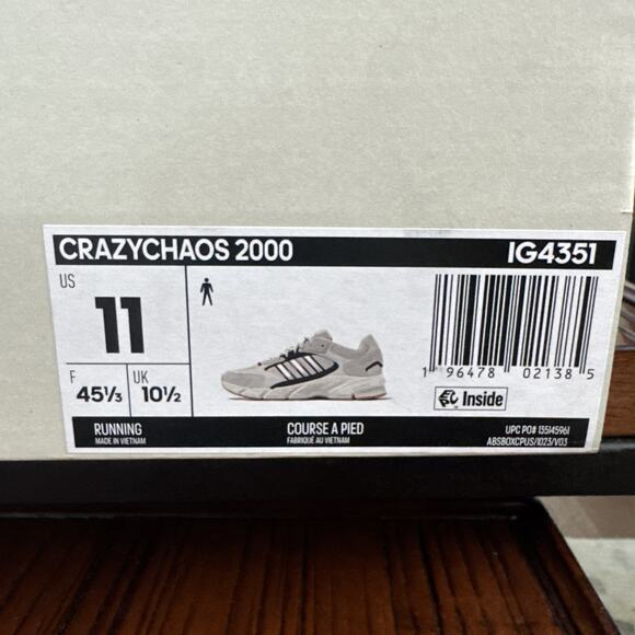 New Adidas CrazyChaos 2000\' Men Size 11 Off White Matte Silver IG4351 Cushion main image 8